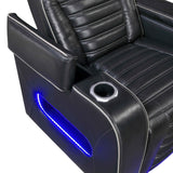 Cyber Black Power Double Reclining Sofa with Center Drop-Down by Homelegance at Eve Furniture