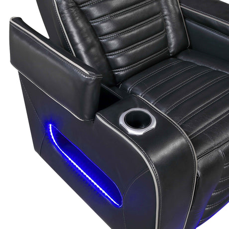 Cyber Black Power Double Reclining Sofa with Center Drop-Down by Homelegance at Eve Furniture