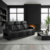 Cyber Black Power Double Reclining Sofa with Center Drop-Down by Homelegance at Eve Furniture