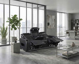 Cyber Black Power Double Reclining Sofa with Center Drop-Down by Homelegance at Eve Furniture