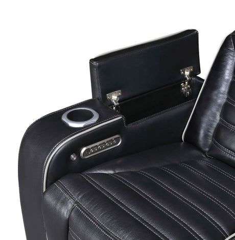 Cyber Black Power Double Reclining Sofa with Center Drop-Down by Homelegance at Eve Furniture