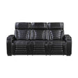 Cyber Black Power Double Reclining Sofa with Center Drop-Down by Homelegance at Eve Furniture