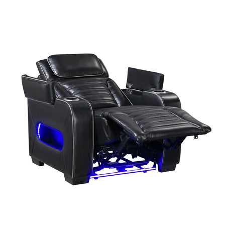 Cyber Black Power Reclining Chair with Power Headrest by Homelegance at Eve Furniture