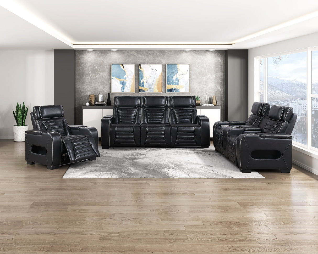 Cyber Black Power Reclining Chair with Power Headrest by Homelegance at Eve Furniture