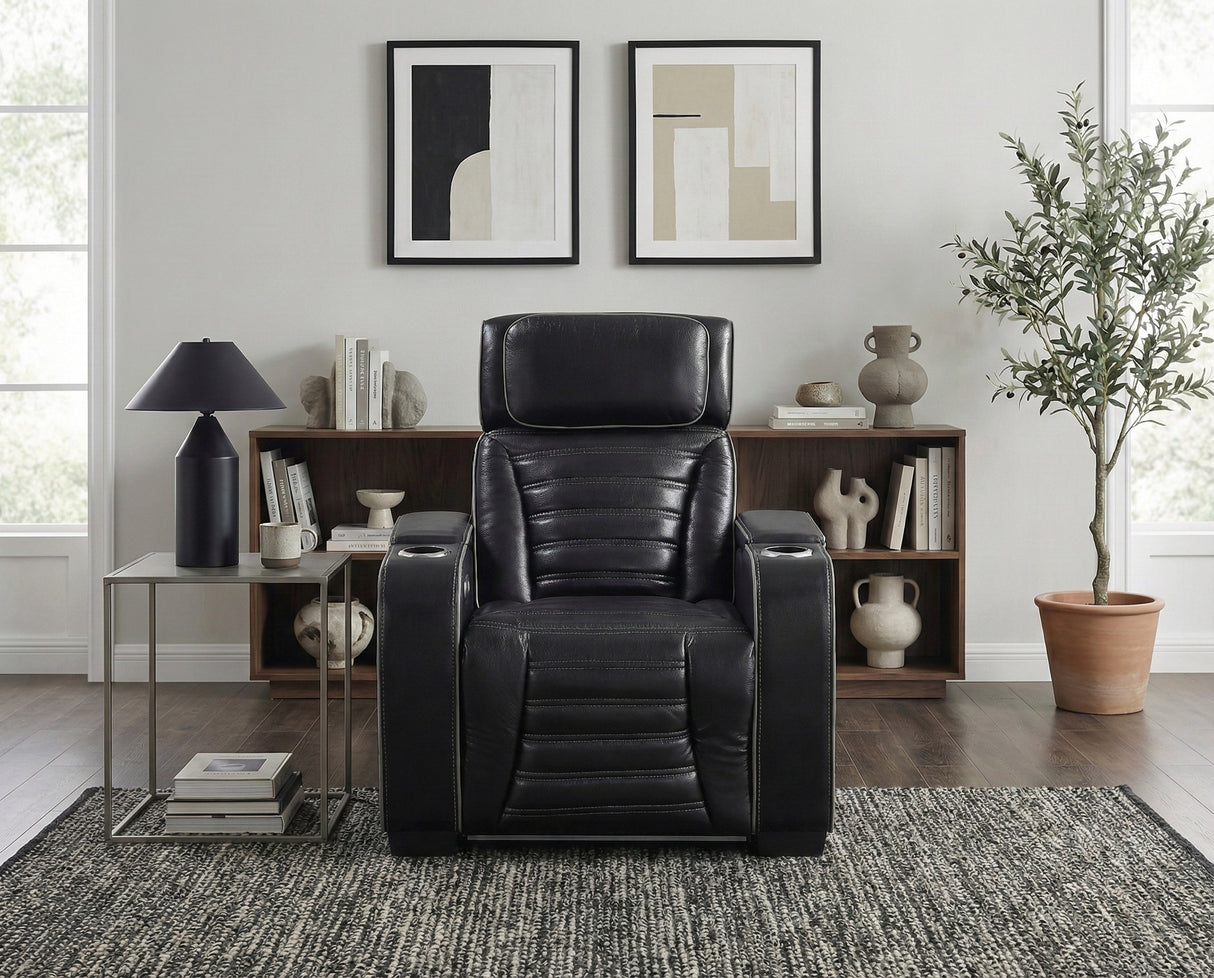Cyber Black Power Reclining Chair with Power Headrest by Homelegance at Eve Furniture