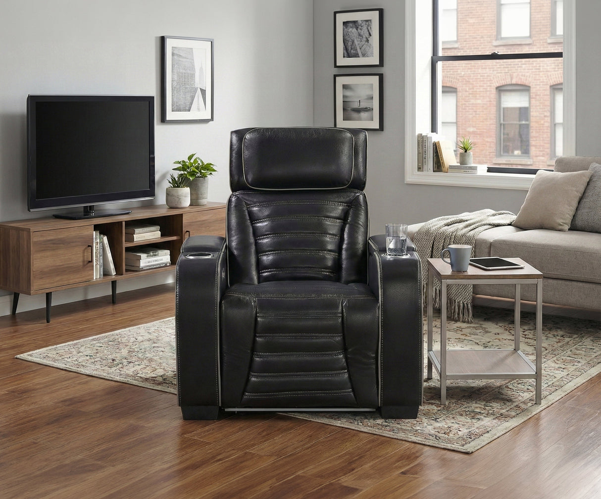 Cyber Black Power Reclining Chair with Power Headrest by Homelegance at Eve Furniture