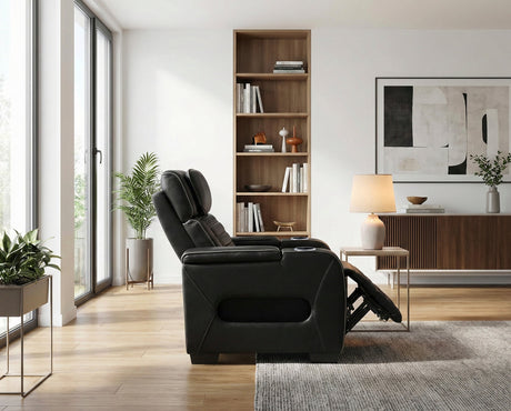Cyber Black Power Reclining Chair with Power Headrest by Homelegance at Eve Furniture