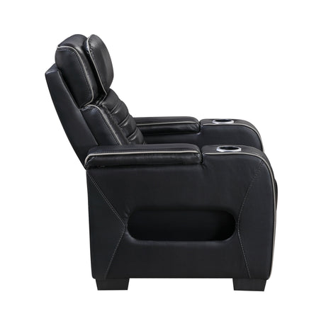 Cyber Black Power Reclining Chair with Power Headrest by Homelegance at Eve Furniture