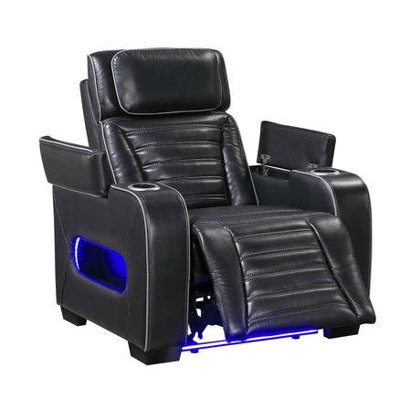 Cyber Black Power Reclining Chair with Power Headrest by Homelegance at Eve Furniture