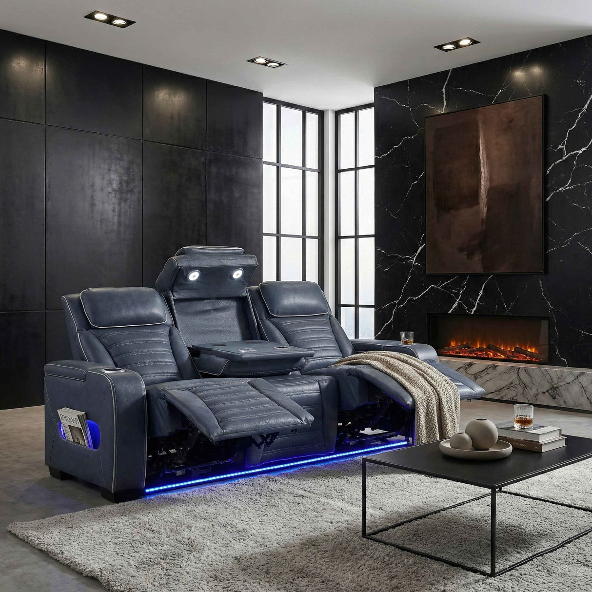 Cyber Blue 3-Piece Power Reclining Living Room Set by Homelegance at Eve Furniture