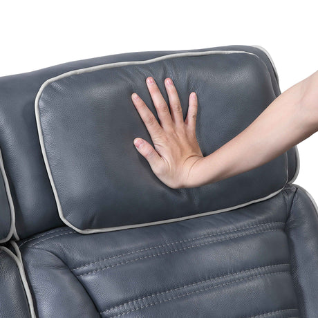 Cyber Blue Power Double Reclining Loveseat with Center Console by Homelegance at Eve Furniture