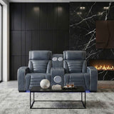 Cyber Blue Power Double Reclining Loveseat with Center Console by Homelegance at Eve Furniture