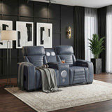 Cyber Blue Power Double Reclining Loveseat with Center Console by Homelegance at Eve Furniture