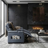 Cyber Blue Power Double Reclining Loveseat with Center Console by Homelegance at Eve Furniture