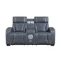 Cyber Blue Power Double Reclining Loveseat with Center Console by Homelegance at Eve Furniture