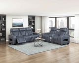 Cyber Blue Power Double Reclining Sofa with Center Drop-Down by Homelegance at Eve Furniture
