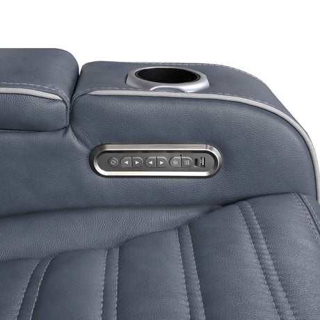 Cyber Blue Power Double Reclining Sofa with Center Drop-Down by Homelegance at Eve Furniture