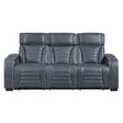 Cyber Blue Power Double Reclining Sofa with Center Drop-Down by Homelegance at Eve Furniture