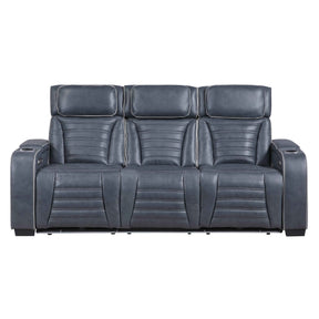 Cyber Blue Power Double Reclining Sofa with Center Drop-Down by Homelegance at Eve Furniture