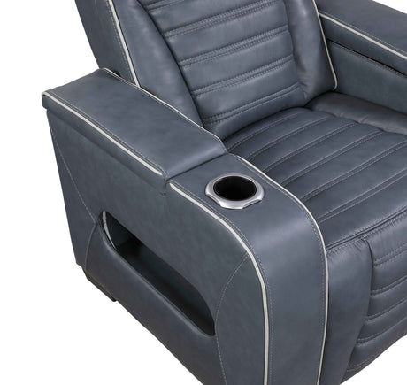 Cyber Blue Power Reclining Chair with Power Headrest by Homelegance at Eve Furniture