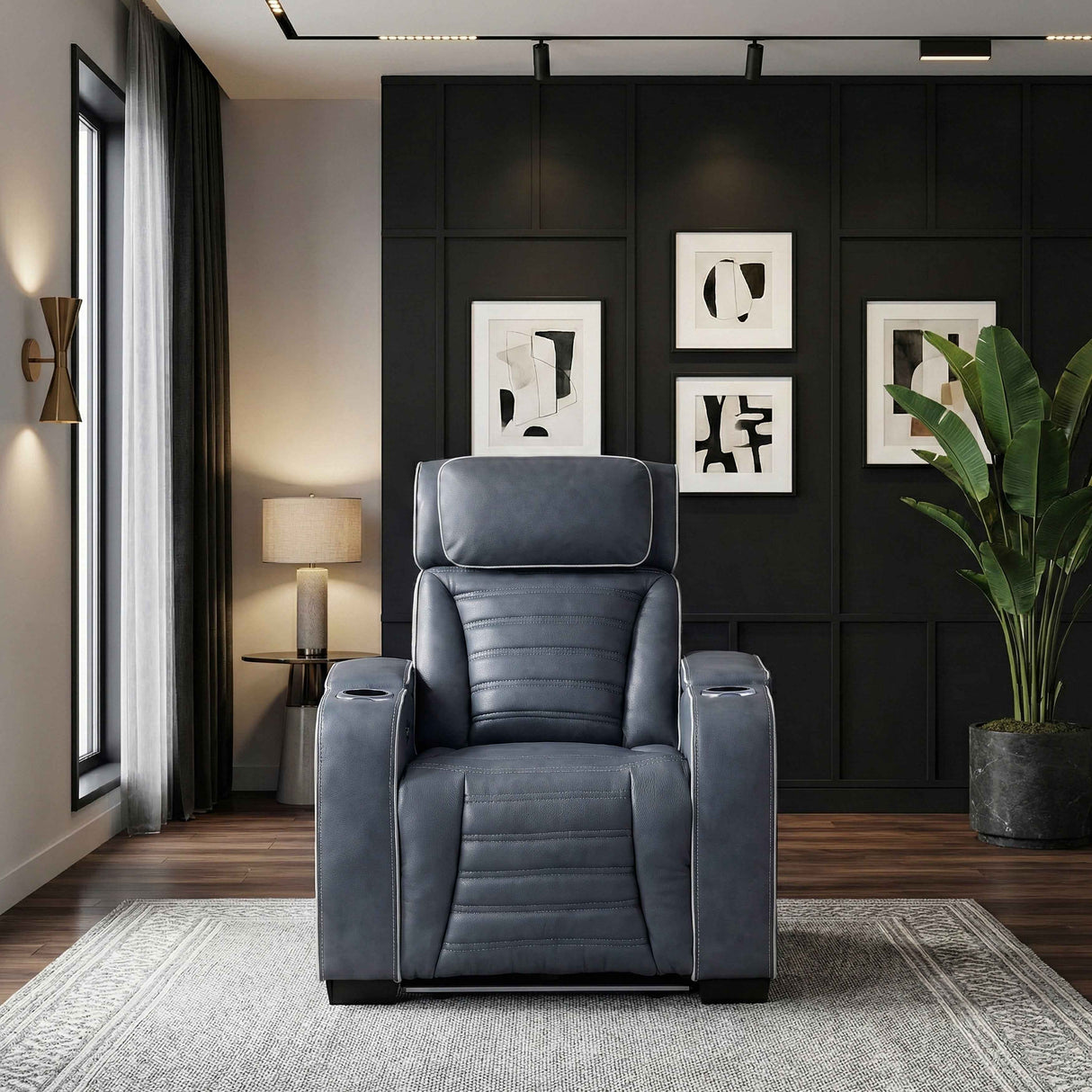 Cyber Blue Power Reclining Chair with Power Headrest by Homelegance at Eve Furniture