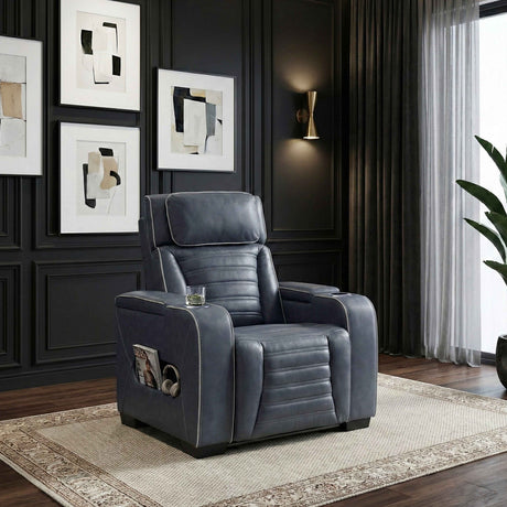 Cyber Blue Power Reclining Chair with Power Headrest by Homelegance at Eve Furniture