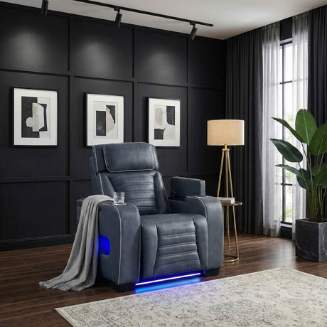 Cyber Blue Power Reclining Chair with Power Headrest by Homelegance at Eve Furniture