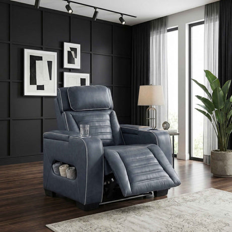 Cyber Blue Power Reclining Chair with Power Headrest by Homelegance at Eve Furniture
