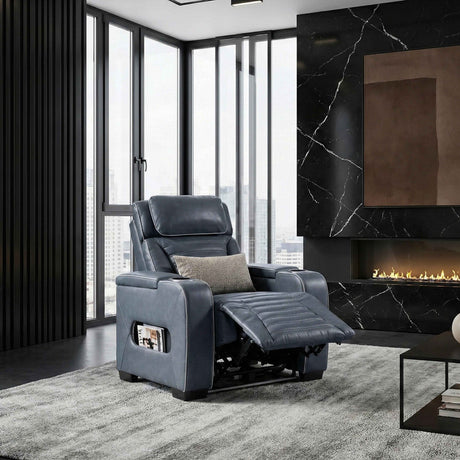 Cyber Blue Power Reclining Chair with Power Headrest by Homelegance at Eve Furniture