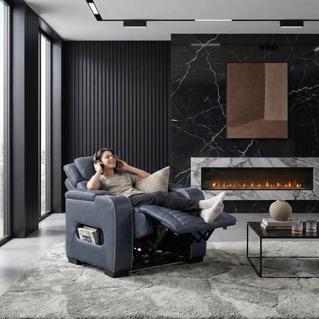 Cyber Blue Power Reclining Chair with Power Headrest by Homelegance at Eve Furniture