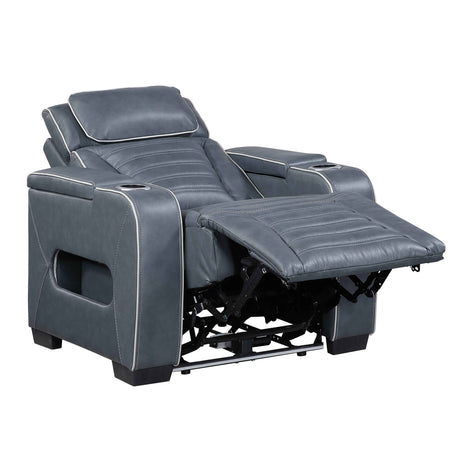 Cyber Blue Power Reclining Chair with Power Headrest by Homelegance at Eve Furniture