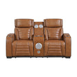 Cyber Brown Power Double Reclining Loveseat with Center Console by Homelegance at Eve Furniture