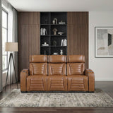 Cyber Brown Power Double Reclining Sofa with Center Console by Homelegance at Eve Furniture