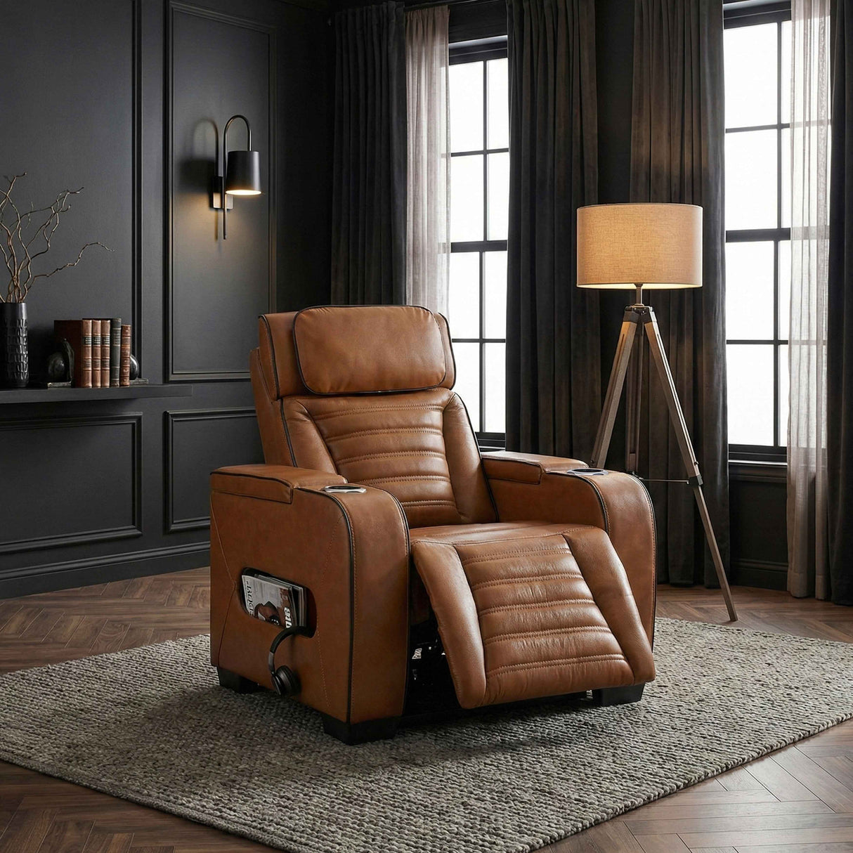 Cyber Brown Power Reclining Chair with Power Headrest by Homelegance at Eve Furniture