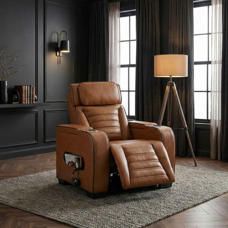 Cyber Brown Power Reclining Chair with Power Headrest by Homelegance at Eve Furniture