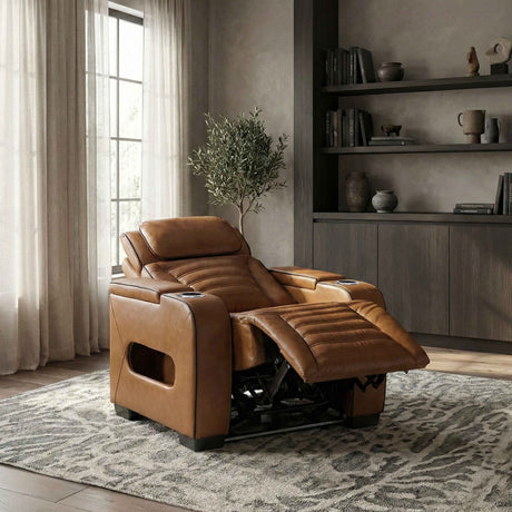 Cyber Brown Power Reclining Chair with Power Headrest by Homelegance at Eve Furniture