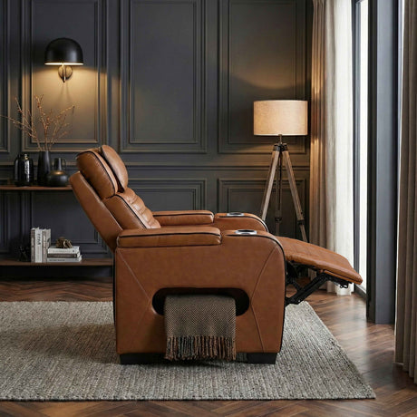 Cyber Brown Power Reclining Chair with Power Headrest by Homelegance at Eve Furniture