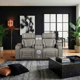 Cyber Gray Power Double Reclining Loveseat with Center Console by Homelegance at Eve Furniture