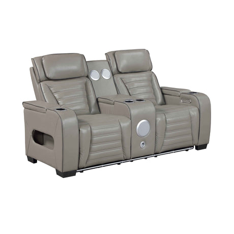 Cyber Gray Power Double Reclining Loveseat with Center Console by Homelegance at Eve Furniture