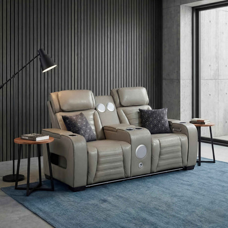Cyber Gray Power Double Reclining Loveseat with Center Console by Homelegance at Eve Furniture