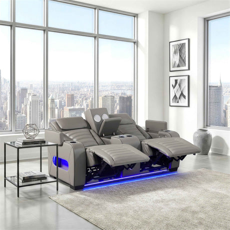 Cyber Gray Power Double Reclining Loveseat with Center Console by Homelegance at Eve Furniture