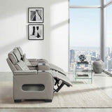 Cyber Gray Power Double Reclining Loveseat with Center Console by Homelegance at Eve Furniture