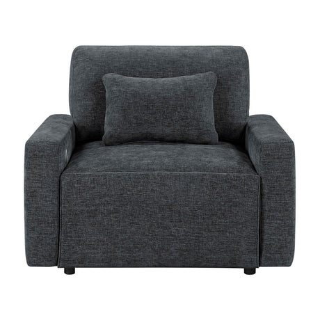 Cyber Gray Power Double Reclining Loveseat with Center Console by Homelegance at Eve Furniture