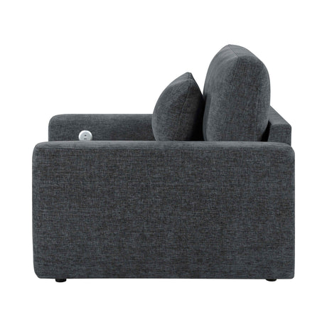 Cyber Gray Power Double Reclining Loveseat with Center Console by Homelegance at Eve Furniture