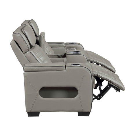 Cyber Gray Power Double Reclining Loveseat with Center Console by Homelegance at Eve Furniture