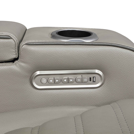 Cyber Gray Power Double Reclining Loveseat with Center Console by Homelegance at Eve Furniture