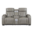 Cyber Gray Power Double Reclining Loveseat with Center Console by Homelegance at Eve Furniture