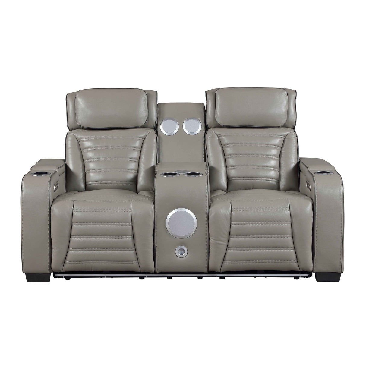 Cyber Gray Power Double Reclining Loveseat with Center Console by Homelegance at Eve Furniture