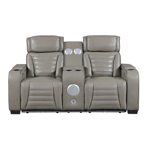 Cyber Gray Power Double Reclining Loveseat with Center Console by Homelegance at Eve Furniture