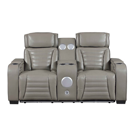 Cyber Gray Power Double Reclining Loveseat with Center Console by Homelegance at Eve Furniture